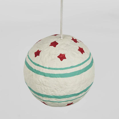 Mache Hanging Ball Ornament Red (Set Of 4)