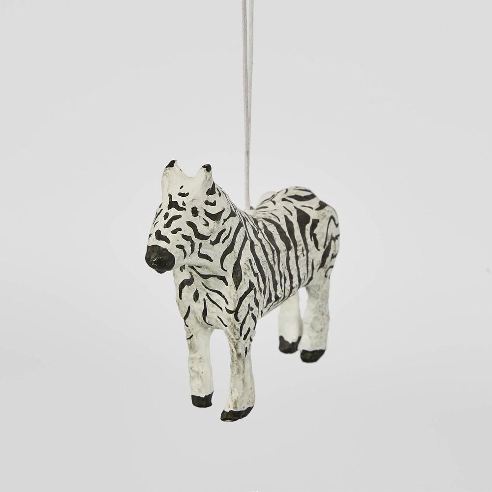 Mache Zebra Hanging Ornament (Set Of 4)