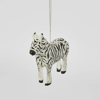 Mache Zebra Hanging Ornament (Set Of 4)