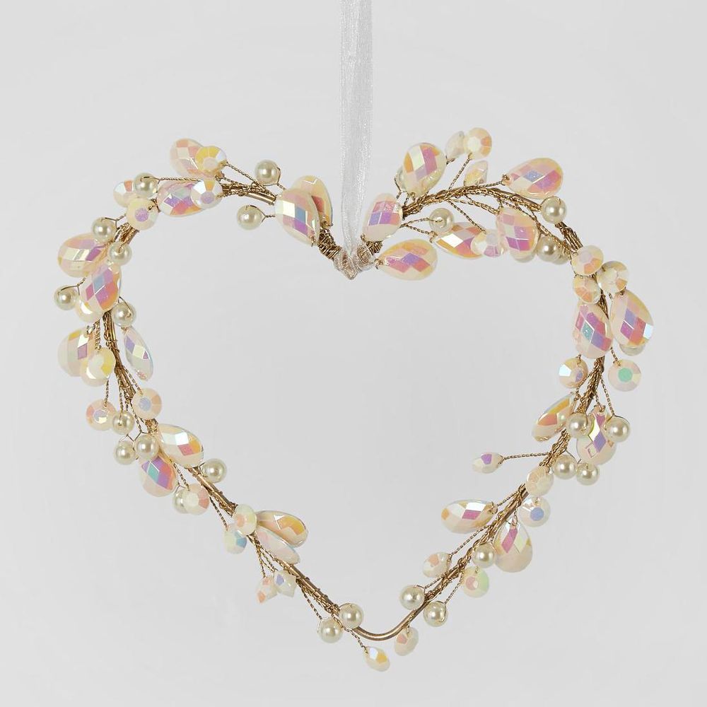 Opal Gem Hanging Heart Ornament