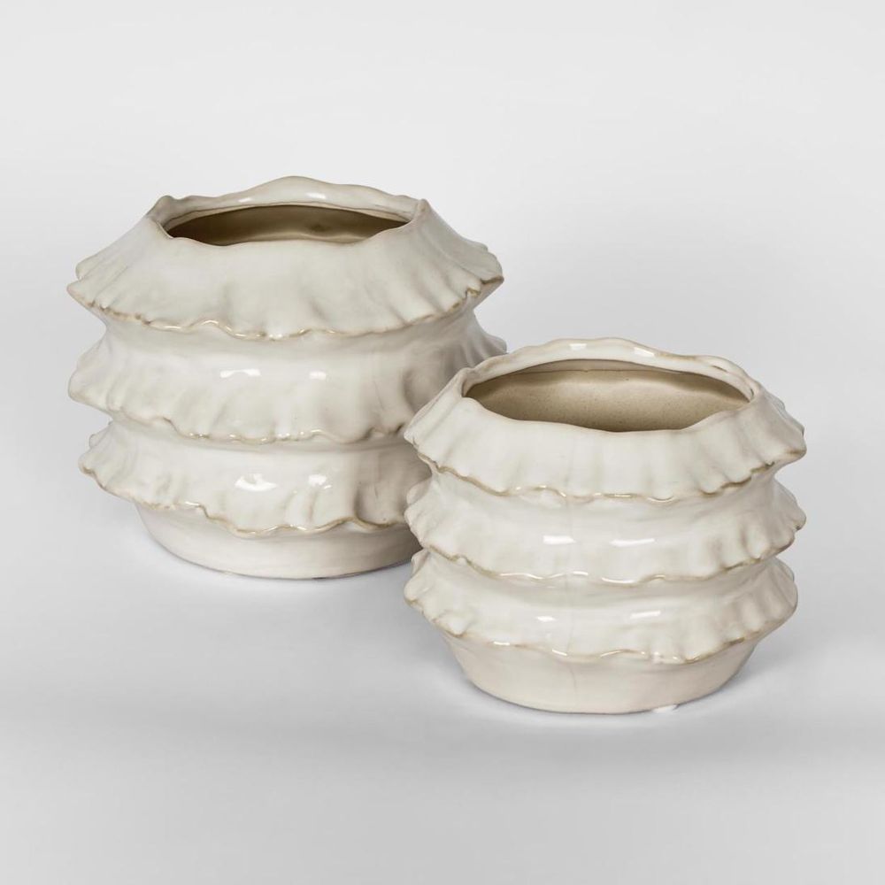 Frilly Planter White Large