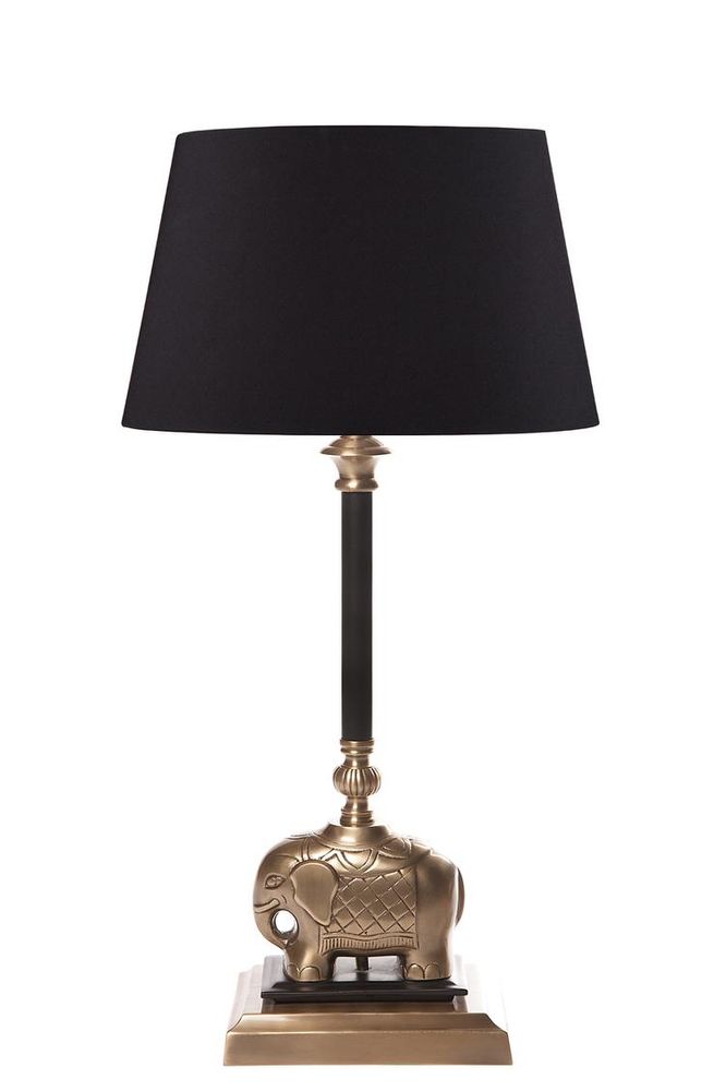 Sabu Elephant Table Lamp Base Antique Brass And Black- Base Only