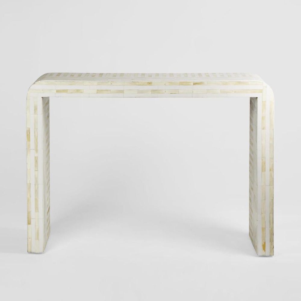Eloise Bone Inlay Curved Console Table White