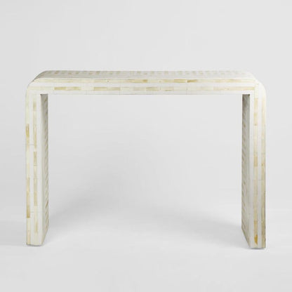 Eloise Bone Inlay Curved Console Table White