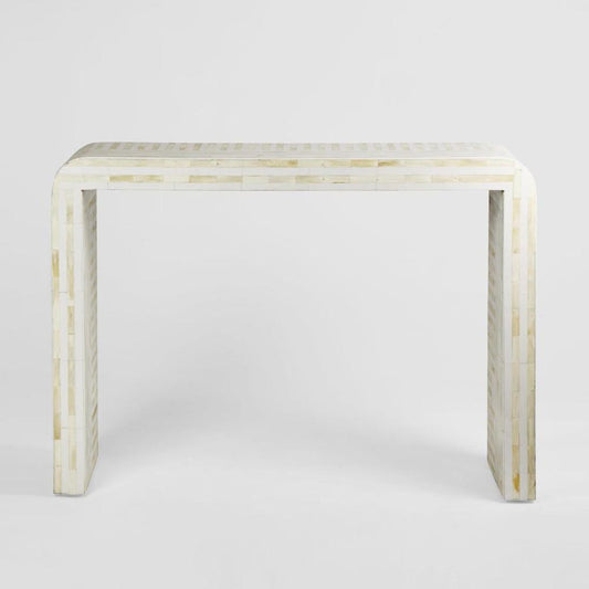 Eloise Bone Inlay Curved Console Table White