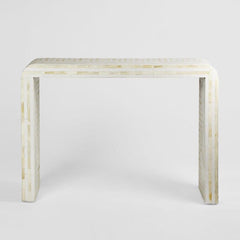 Eloise Bone Inlay Curved Console Table White