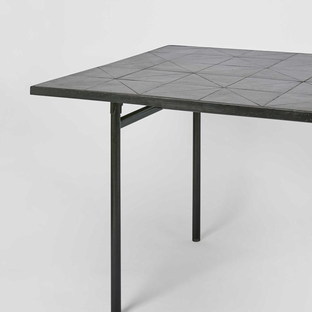 Sheffield Iron/Tiled Dining Table Black -Outdoor