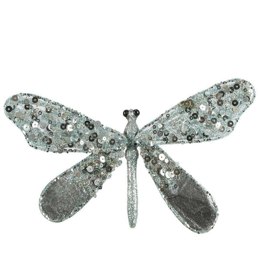 Shayle Glitter Clip On Dragonfly Blue