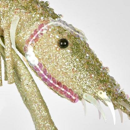 Lester Glitter Prawn Ornament Green