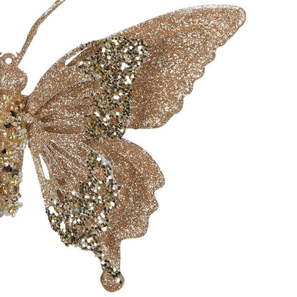 Sheena Glitter Clip On Butterfly Champagne