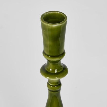 Saxsa Enamel Candle Stand Green