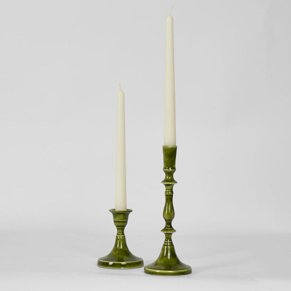Saxsa Enamel Candle Stand Green