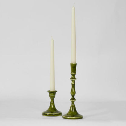 Saxsa Enamel Candle Stand Green