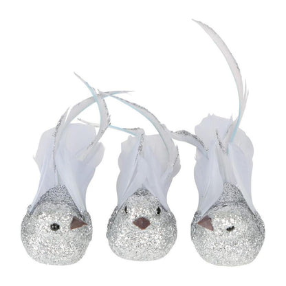 Glam Boxed Set Of Three Clip On Birds Silver