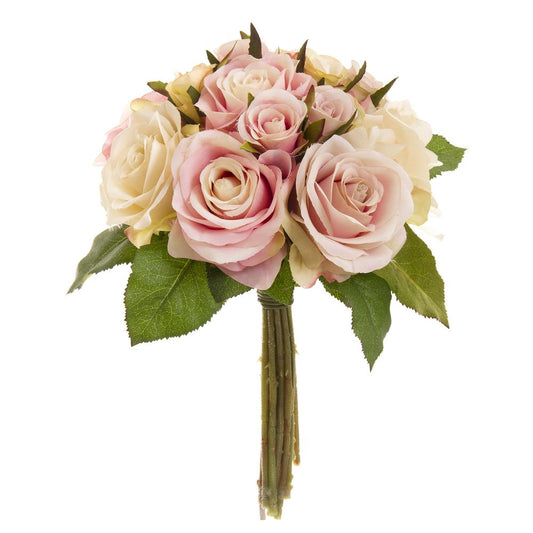 Rose Bouquet Fresh 28Cm Pink & Cream