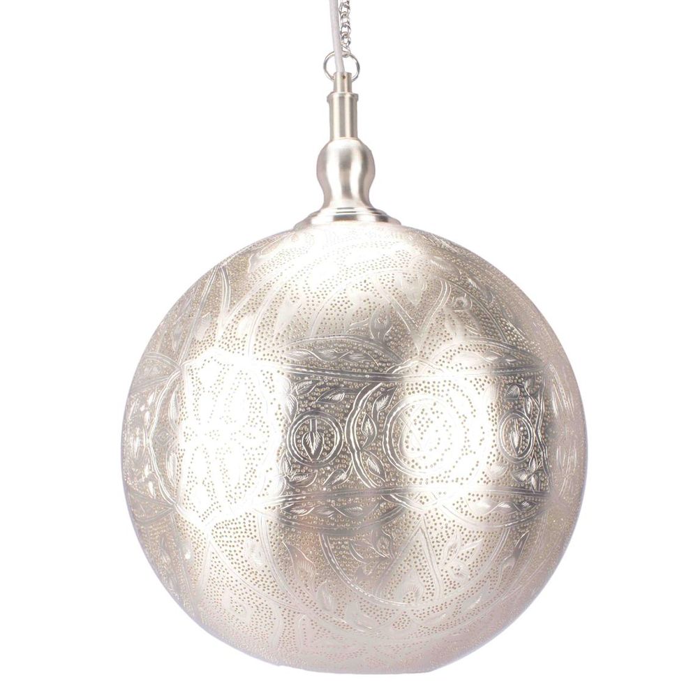 Moroccan Ball Ceiling Pendant Medium Silver