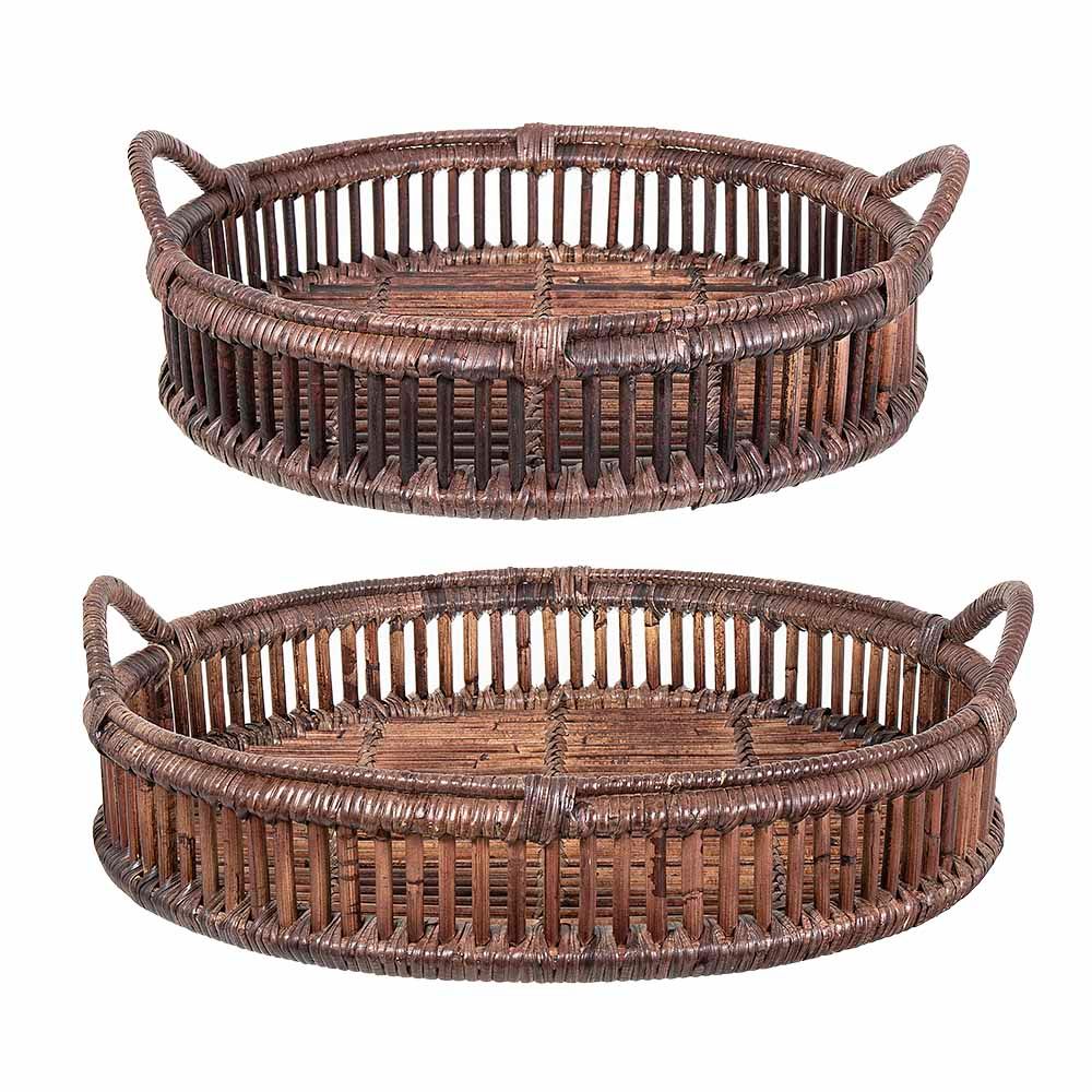 Trays Rattan Set Of 2 Bahama Brown