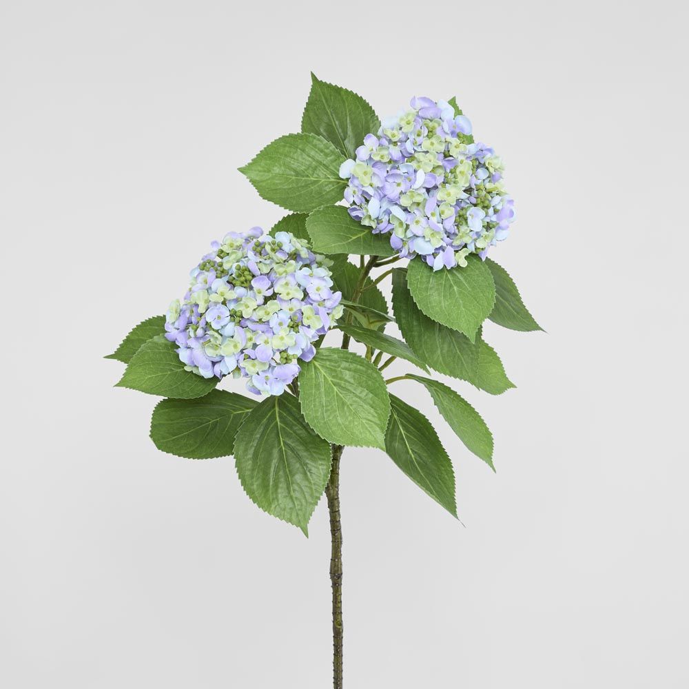 Hydrangea with Leaves 90cm Blue
