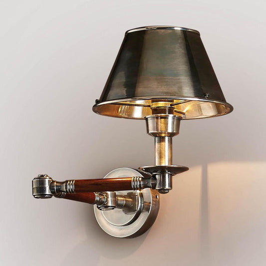 Benton Wall Light With Metal Shade Antique Silver