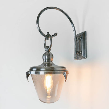 Savoy Outdoor Wall Light With Glass Shade Antique Silver