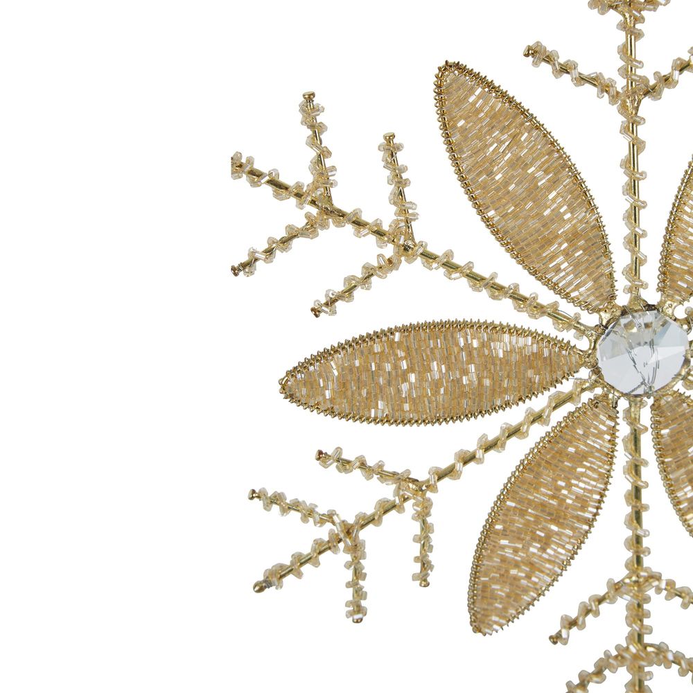 Gold Beaded Snowflake Tree Topper