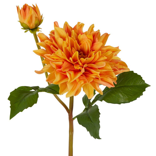 Dahlia Flower Real Touch Stem 74Cm Orange