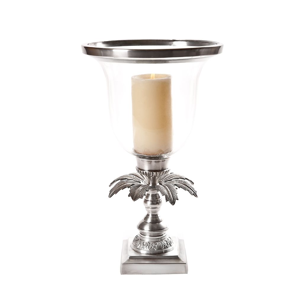 Plantation Hurricane Candle Holder Vase Silver