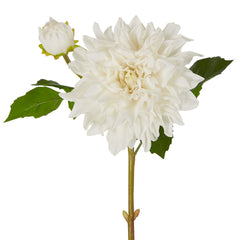 Dahlia Flower Real Touch Stem 74Cm White