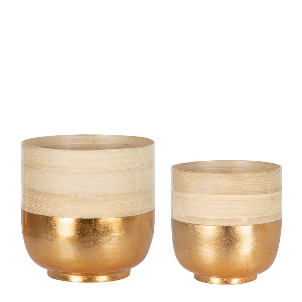 Saison Bamboo Planter Set Of 2 Gold