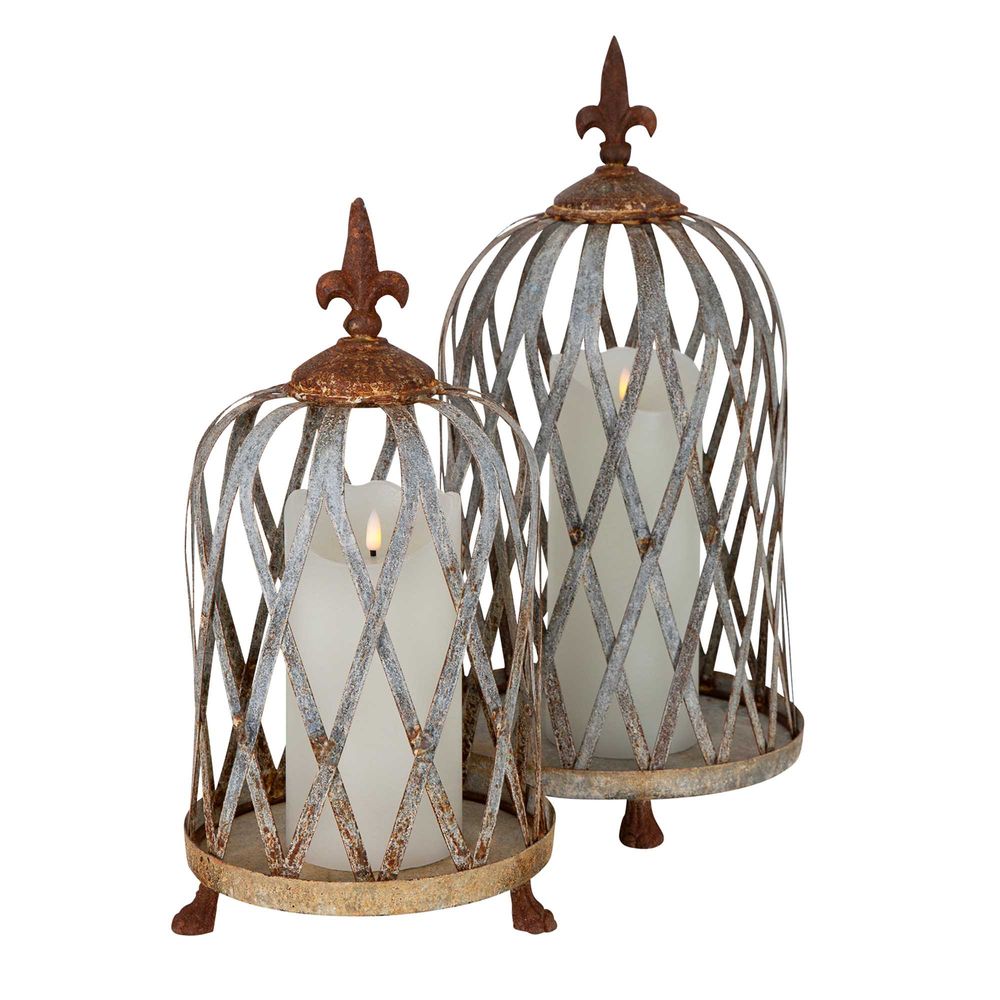 Lattice Aged Iron Cloche Large