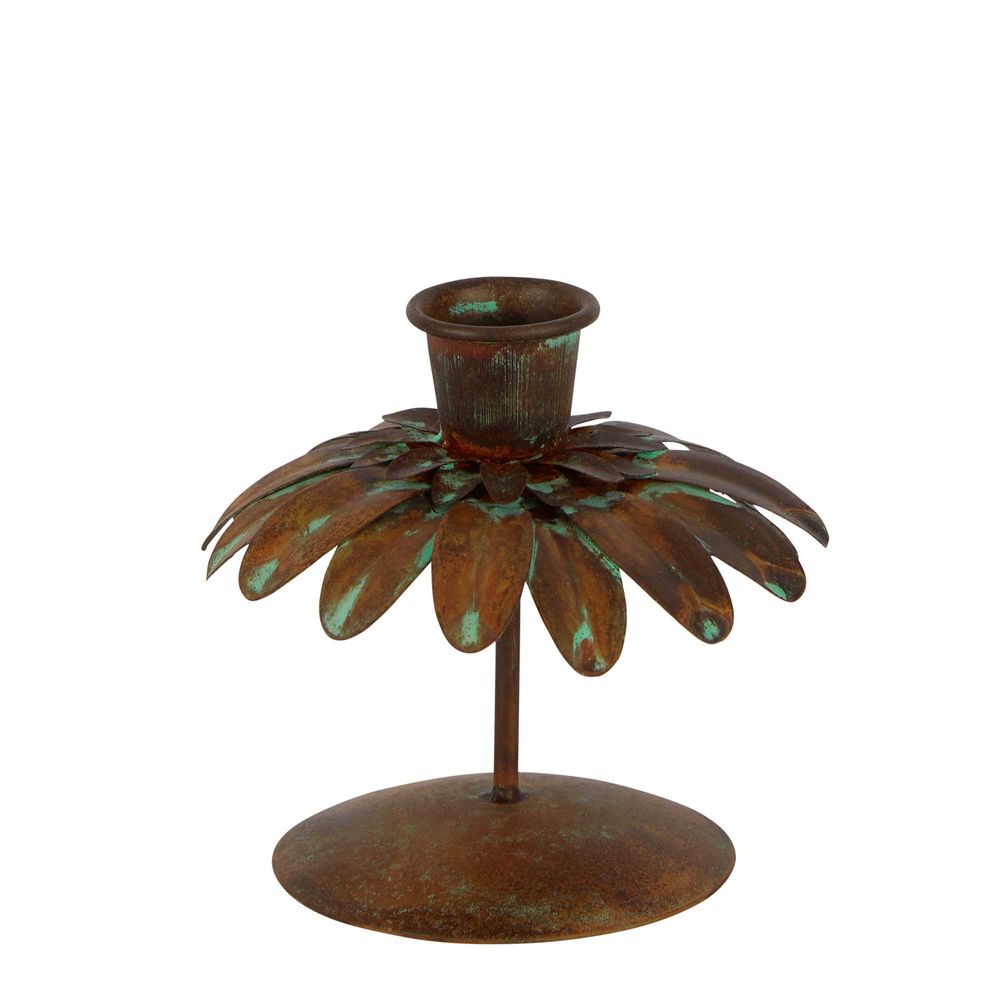 Verdi Leaf Candle Holder Tall Rust