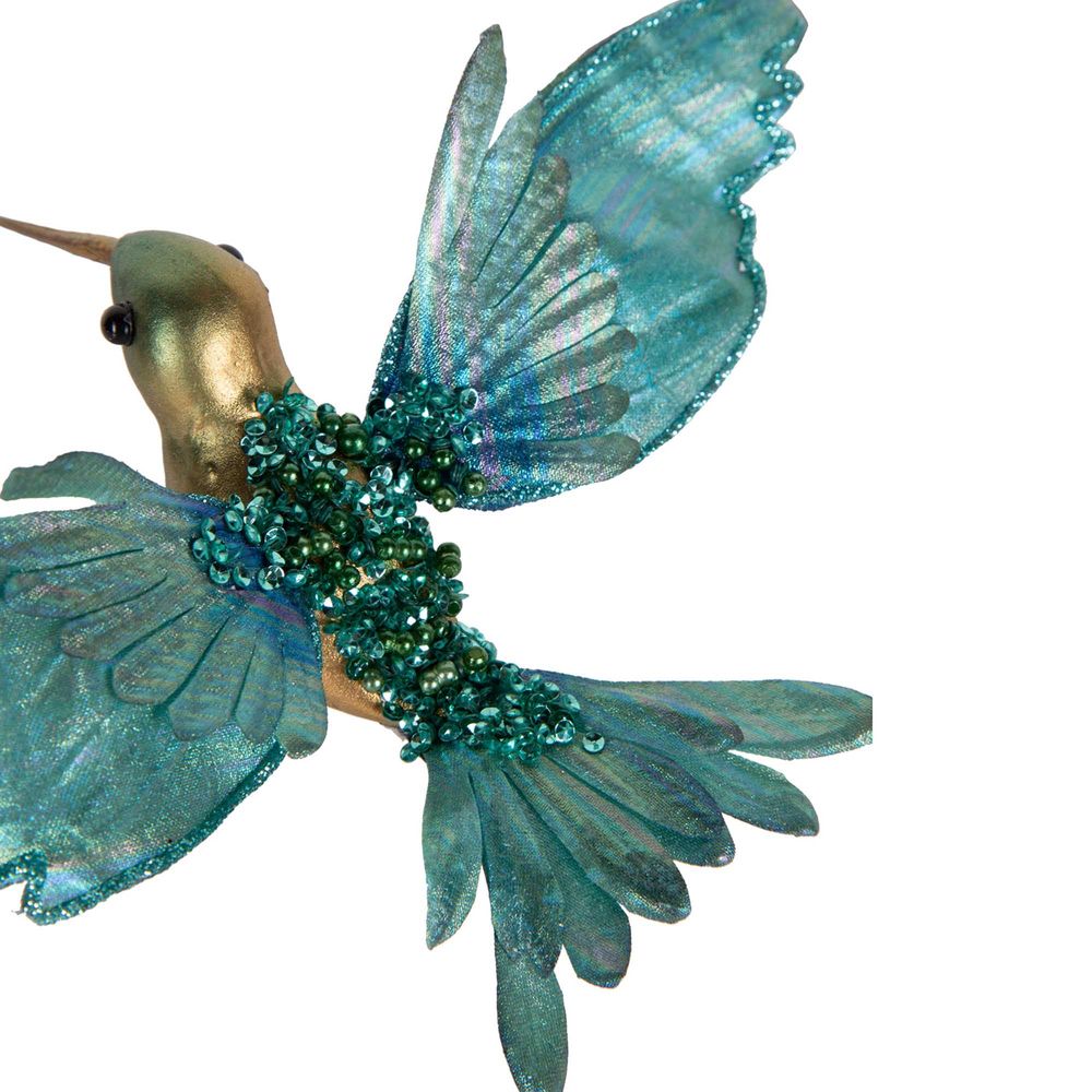 Nephune Glitter Clip On Hummingbird Aquamarine