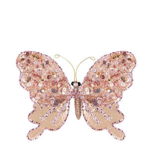 Nephune Glitter Clip On Butterfly Dusty Pink