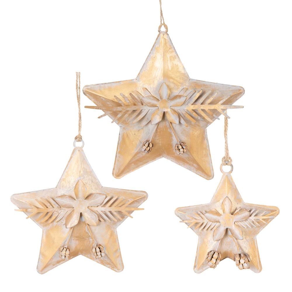 Tiff Gilt Stars Set Of 3 Antique Gold