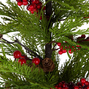 Mini Pine Tree Red Berries With Tin Pot