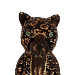 Cartera Sequin Leopard Black & Bronze