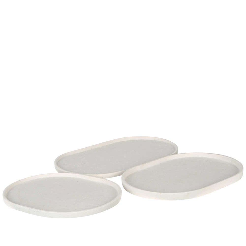 Esher Oval Platter Set Of 3 Chalk