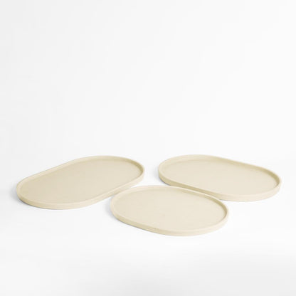 Esher Oval Platter Set Of 3 Chalk