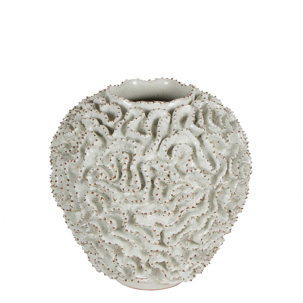 Brain Coral Ceramic Vase White