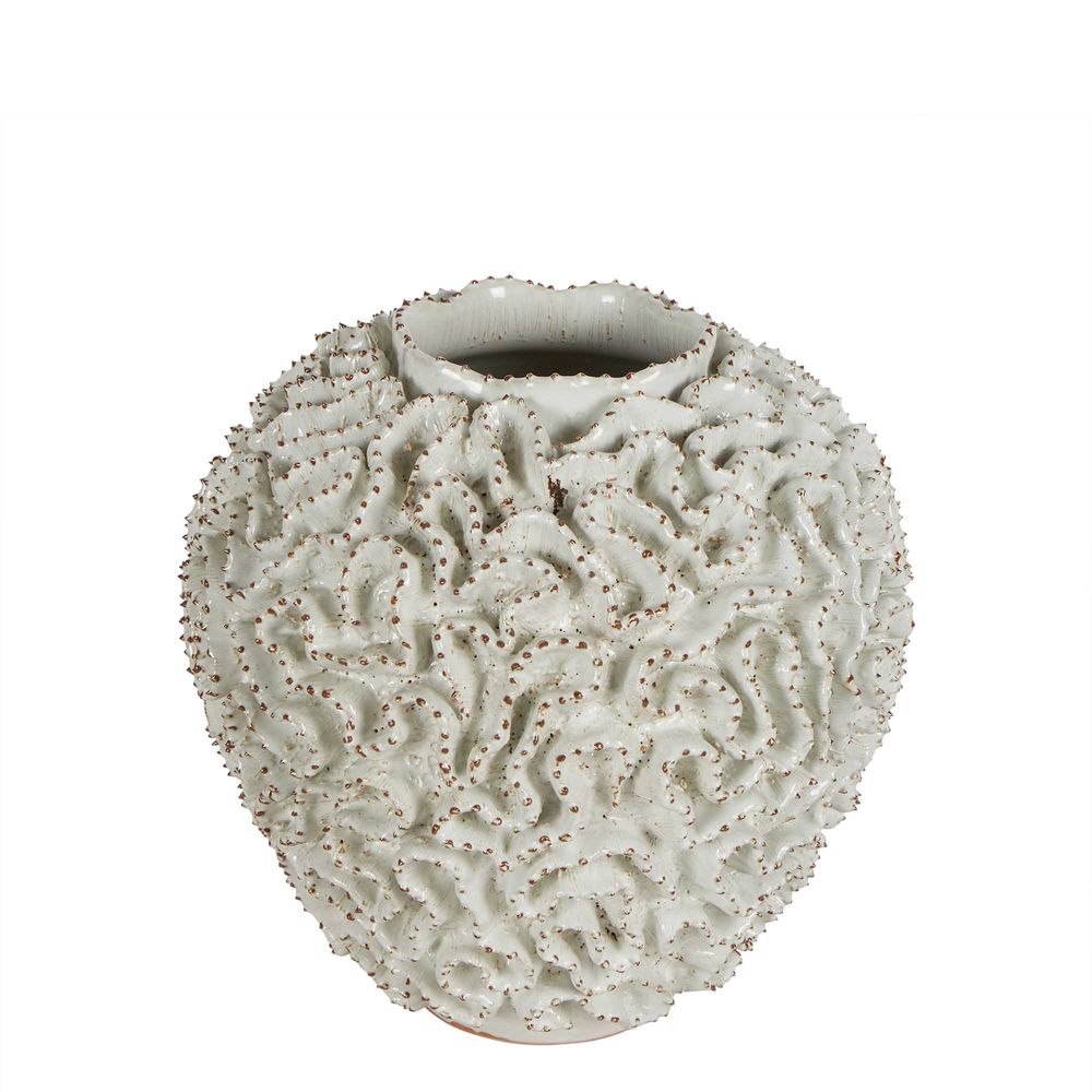 Brain Coral Ceramic Vase White