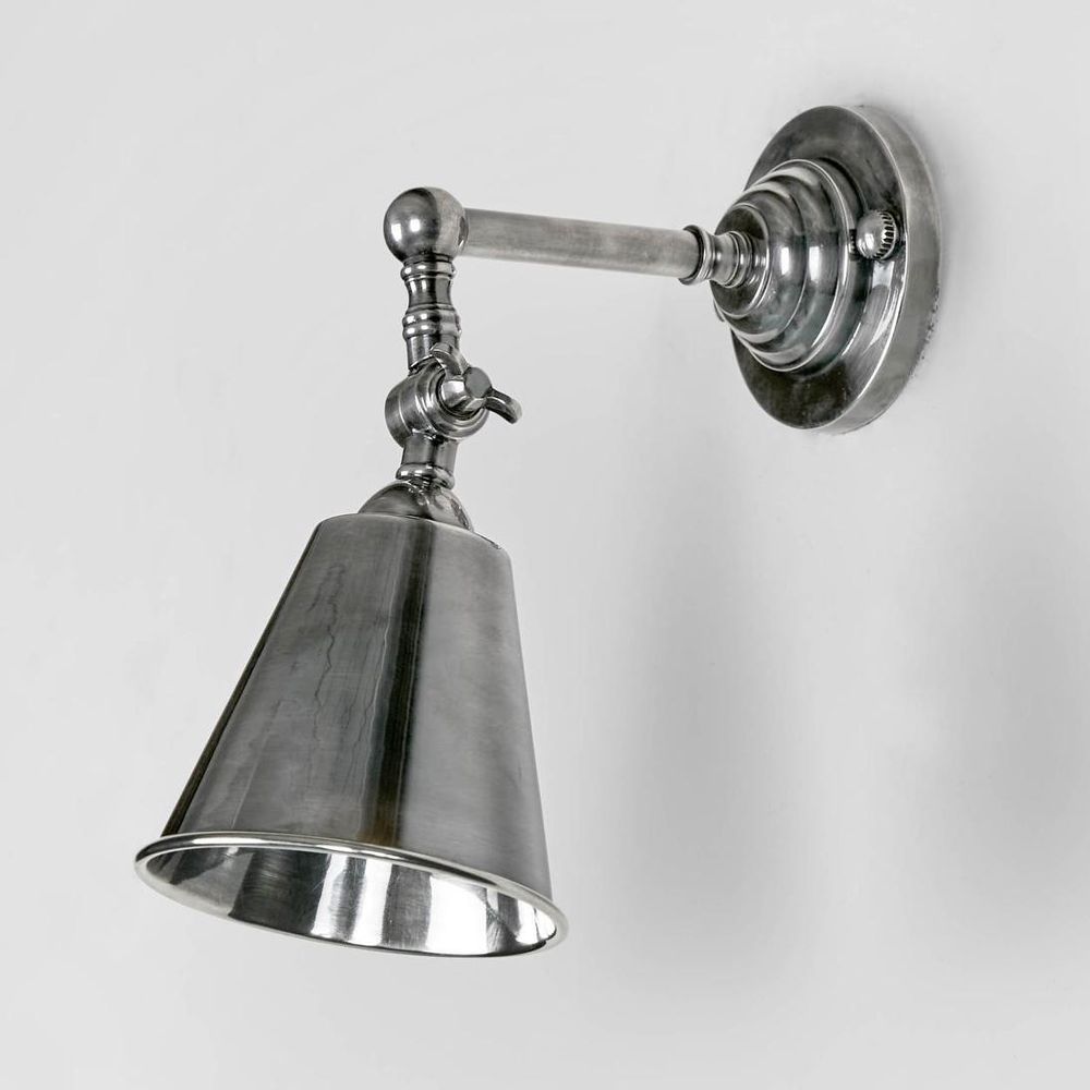 Utopia Wall Light With Metal Shade Antique Silver