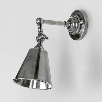 Utopia Wall Light With Metal Shade Antique Silver