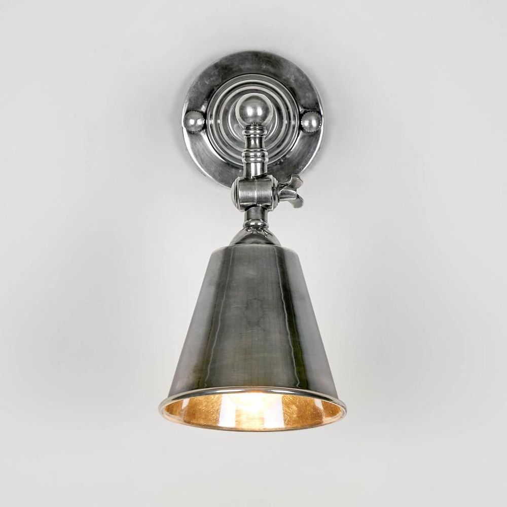 Utopia Wall Light With Metal Shade Antique Silver