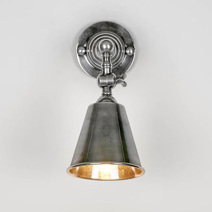 Utopia Wall Light With Metal Shade Antique Silver