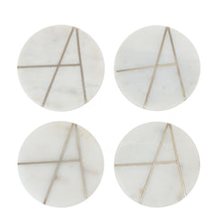 Graze Marble Coaster Round White Inlay