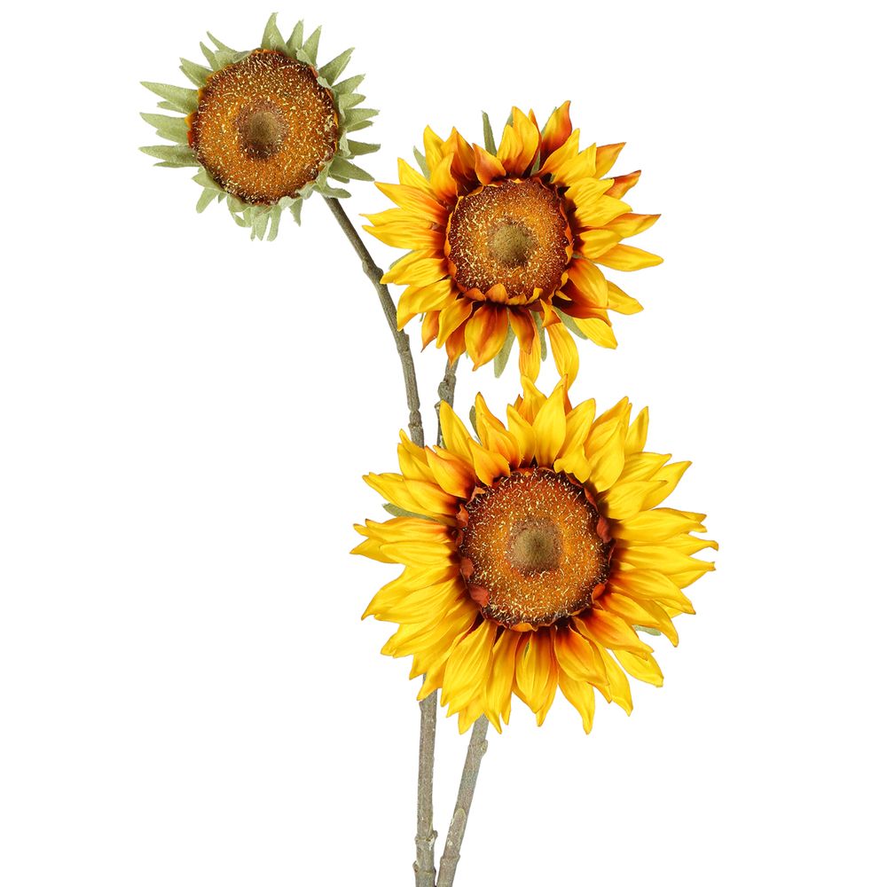 Sunflower Spray 87Cm Yellow Brown