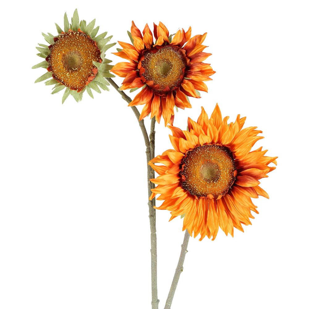 Sunflower Spray 87Cm Orange