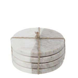 Graze Marble Coaster Round White & Beige