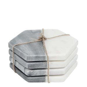 Graze Marble Coaster Hexagon White & Grey