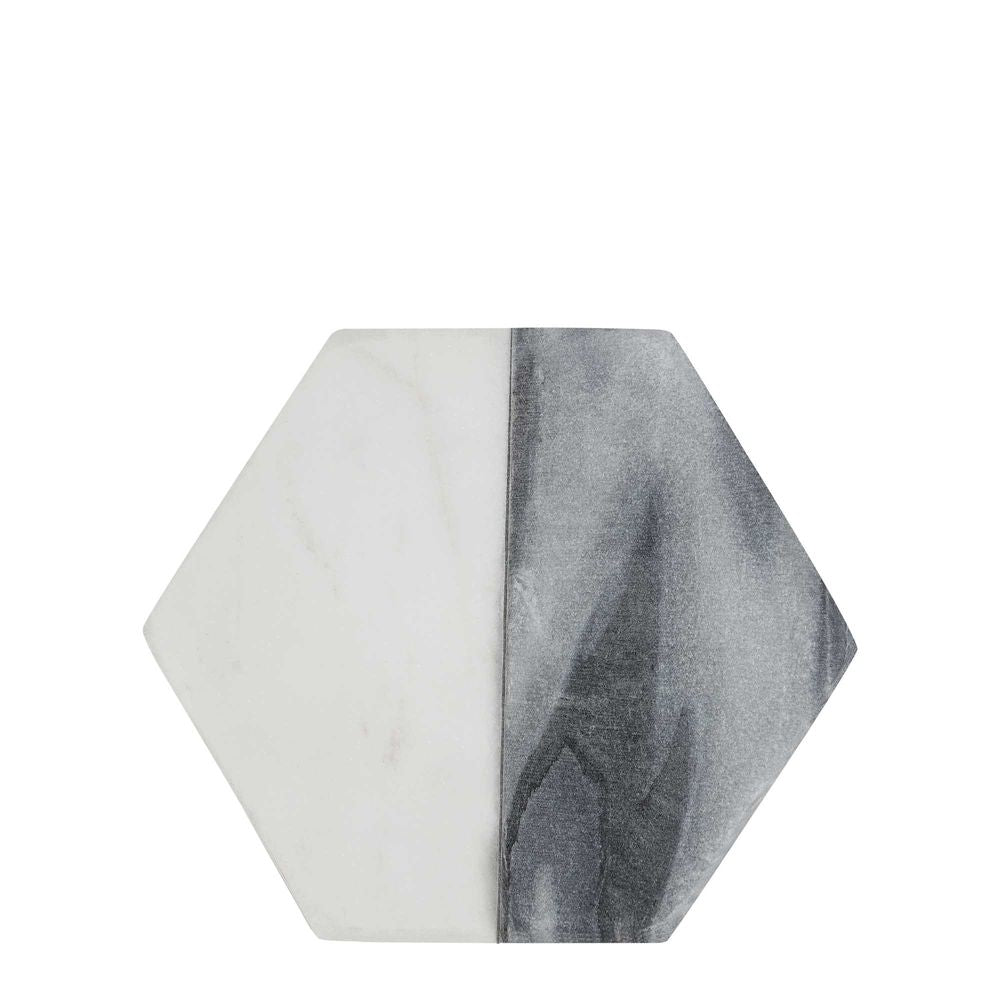 Graze Marble Coaster Hexagon White & Grey